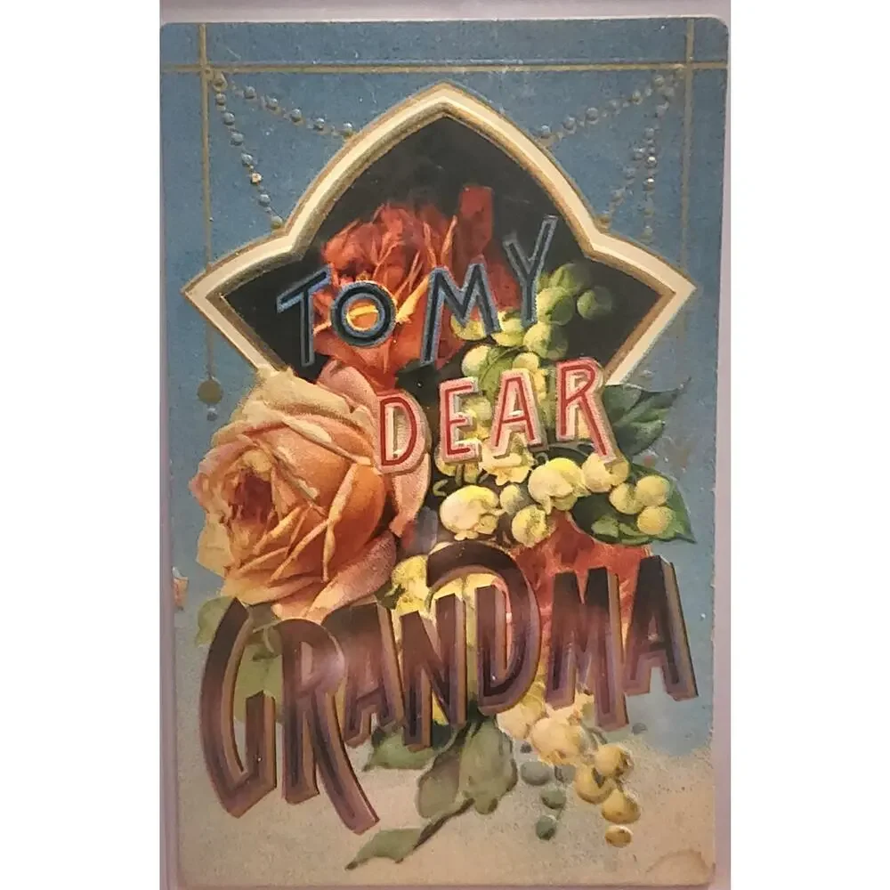 Lot Of Four Vintage Antique Embossed Postcards Flowers Brother Grandma Grandpa